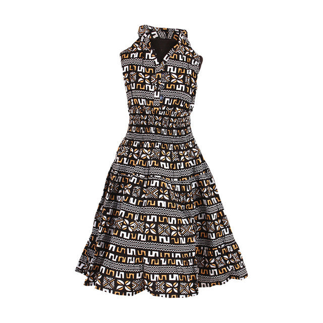African Print Halter Dress - Mud Cloth  Ankara Delights