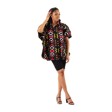 Load image into Gallery viewer, African Print Button Down Butterfly Jacket  - Black & Red