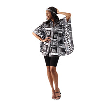 Load image into Gallery viewer, African Print Button Down Butterfly Jacket  - Black &amp; White Kente