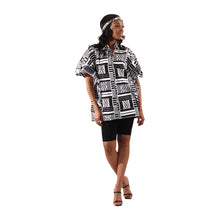 Load image into Gallery viewer, African Print Button Down Butterfly Jacket  - Black &amp; White Kente