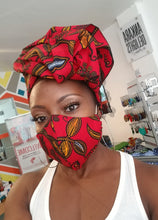 Load image into Gallery viewer, 'Crimson Garden' Ankara Glam Face Mask (& Set)