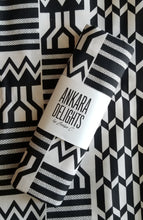 Load image into Gallery viewer, 'Blk/Wht Kente' Head Wraps (2 yds)
