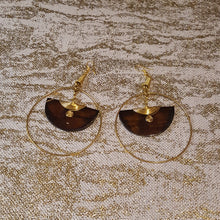 Load image into Gallery viewer, Kenyan Bone 'Batik Honey' Hoop Earrings