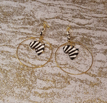 Load image into Gallery viewer, Kenyan Bone 'Batik Honey' Hoop Earrings