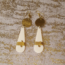 Load image into Gallery viewer, Kenyan Bone &amp; Golden Brass Teardrop Earrings