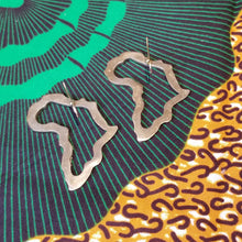 Load image into Gallery viewer, *Restocked* Medium Golden Brass 'Africa Map' Earrings