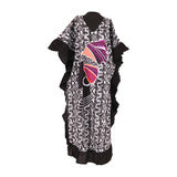 Load image into Gallery viewer, Mud Print Black Frill Luxury Kaftans