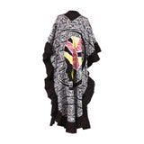 Load image into Gallery viewer, Mud Print Black Frill Luxury Kaftans
