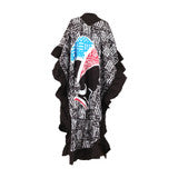 Load image into Gallery viewer, Mud Print Black Frill Luxury Kaftans