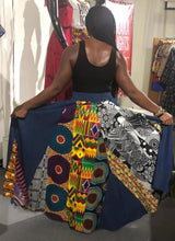 Load image into Gallery viewer, Denim Ankara Patch Maxi Skirt