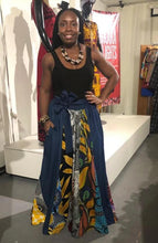 Load image into Gallery viewer, Denim Ankara Patch Maxi Skirt