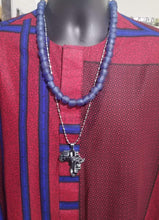 Load image into Gallery viewer, Ghanaian 'Dark Blue' Glass Bead Necklace