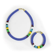 Load image into Gallery viewer, Maasai Bead Choker & Bracelet Set - Blue