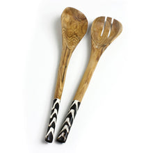 Load image into Gallery viewer, Kenyan Bone & Wood 2pc Salad Set
