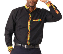 Load image into Gallery viewer, Orange Kente Trim Dress Shirt