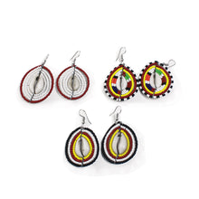 Load image into Gallery viewer, Maasai Bead Cowry Earrings