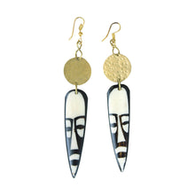 Load image into Gallery viewer, Golden Batik African Mask Earrings