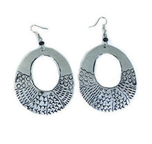 Load image into Gallery viewer, Hand-Etched Silver Metal Earrings