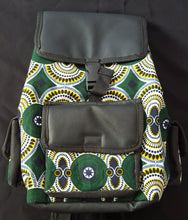 Load image into Gallery viewer, African Print &amp; Vegan Leather Backpacks