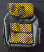 Load image into Gallery viewer, African Print &amp; Vegan Leather Backpacks