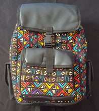 Load image into Gallery viewer, African Print &amp; Vegan Leather Backpacks