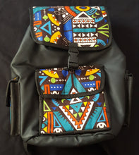 Load image into Gallery viewer, African Print &amp; Vegan Leather Backpacks