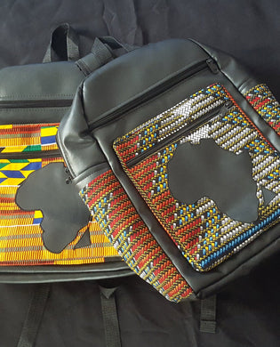 African Print & Vegan Leather 'Africa' Backpacks