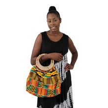 Load image into Gallery viewer, Wicker Handle Kente Print Bag
