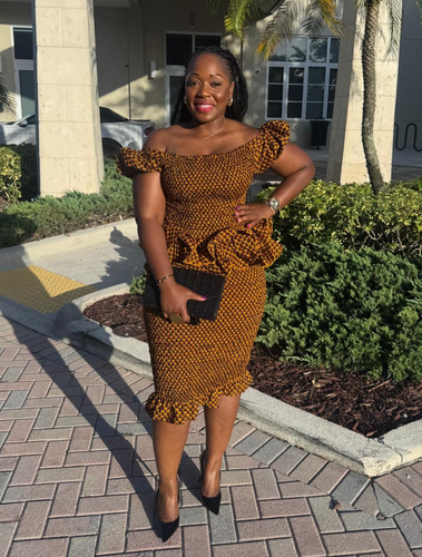 Ankara Print Peplum Skirt Set - Fish Scales