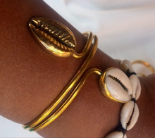 Load image into Gallery viewer, Kenyan Golden Africa &amp; Cowry Cuffs