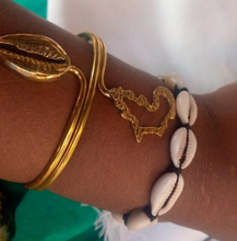 Load image into Gallery viewer, Kenyan Golden Africa &amp; Cowry Cuffs