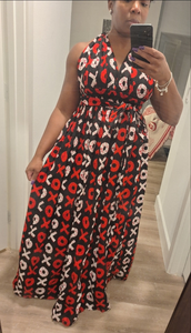 Infinity Ankara Maxi Dress - Red XO
