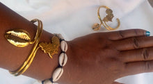Load image into Gallery viewer, Kenyan Golden Africa &amp; Cowry Cuffs