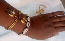 Load image into Gallery viewer, Kenyan Golden Africa &amp; Cowry Cuffs