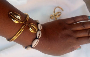 Kenyan Golden Africa & Cowry Cuffs