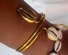 Load image into Gallery viewer, Kenyan Golden Africa &amp; Cowry Cuffs