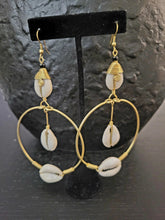 Load image into Gallery viewer, Kenyan Triple Cowry Hoop Earrings
