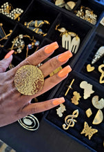 Load image into Gallery viewer, Adjustable Kenyan XL Hammered Golden Disc Ring