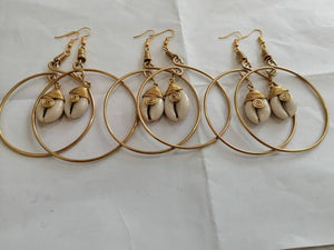 Kenyan Cowry Hoop Earrings