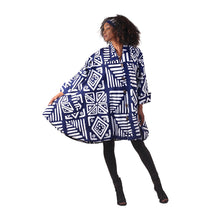 Load image into Gallery viewer, Blue/White Mud Print Button Down Poncho