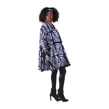 Load image into Gallery viewer, Blue/White Mud Print Button Down Poncho