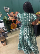 Load image into Gallery viewer, Green Tribal Print Wrap Dress