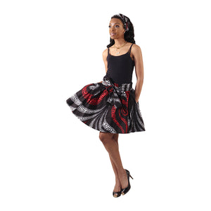 African Print 'Red Bubbles' Short Skirt