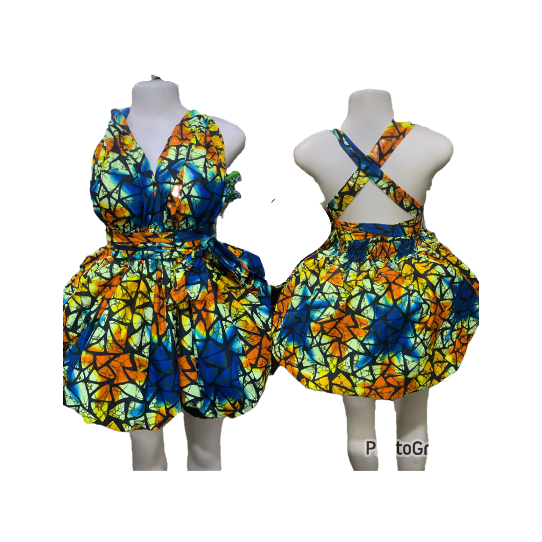 African Print Infinity Puff Dresses