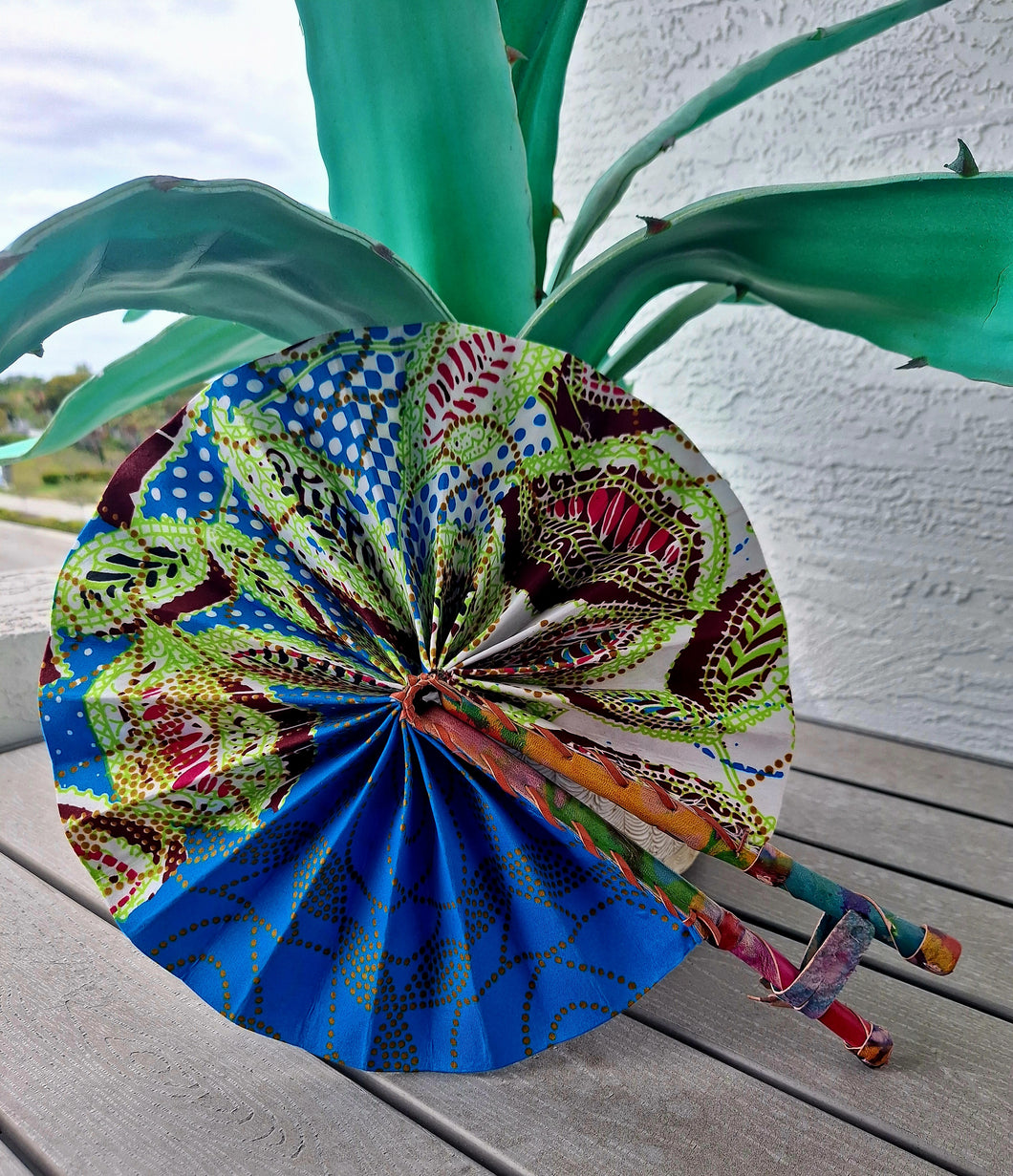 African Print Leather Folding Fans *RESTOCKED*