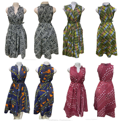 African Print Belted Shift Dress