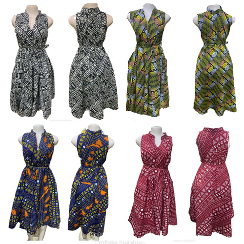 African Print Belted Shift Dress
