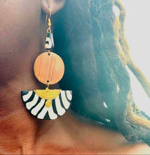 Load image into Gallery viewer, Kenyan Bone &amp; Wood 'Batik Honey' Earrings