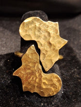 Load image into Gallery viewer, Adjustable Golden Brass 'Double Africa' Ring