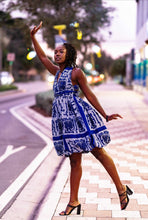 Load image into Gallery viewer, Infinity Ankara Puff Dress - Blue
